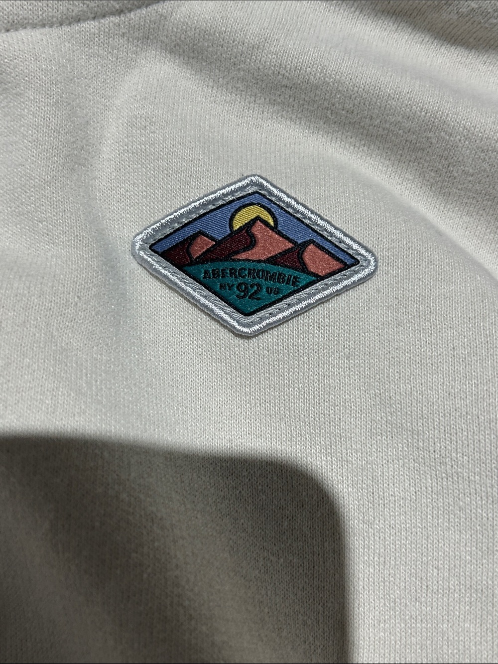 abercrombie kids Cream Hoodie with Small Embroidered Patch - Picture 4 of 5
